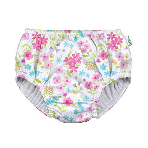 by green sprouts baby girls Pull-up Reusable and Toddler Swim Diaper, White Flower Bouqet, 0-6 Month US