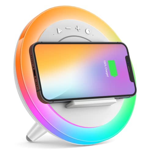 Bluetooth Speaker Night Lightsr, Wireless Charging Modern Speaker,Best Birthday Gift Ideas Teenage for Men,Dad,Mom,Tween Teen Girl Unique Music Gifts (5W Wireless Charging)