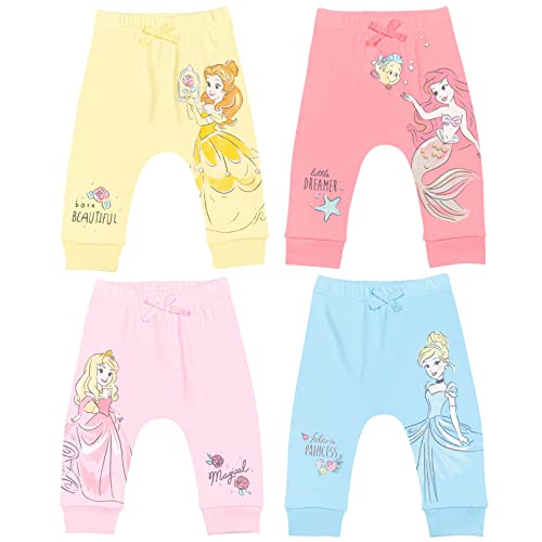 Princess Cinderella Ariel Belle Aurora Baby Girls 4 Pack Pants 24 Months