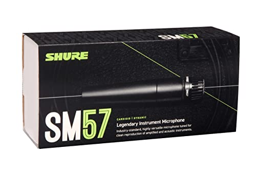 SM57-LCE Cardioid Dynamic Instrument Microphone with Pneumatic Shock Mount, A25D Mic Clip, Storage Bag, 3-pin XLR Connector, No Cable Included (SM57-LC), Black