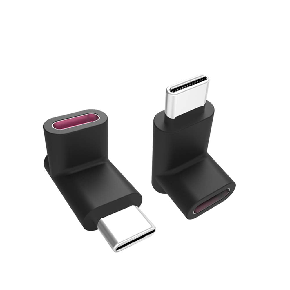 90 Degree Right Angle Type-C Male to Type-C Female Adapter,2-Pack,up and Down 90 Degree Type-c Plug to Jack Expansion Adapter is Suitable for Notebook Computers, Tablet Computers and Mobile Phones