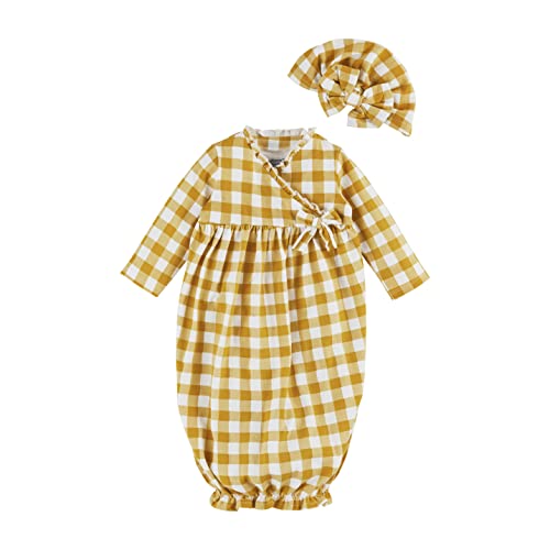 Mustard Gingham Take-Me-Home Set, 0-3 Months