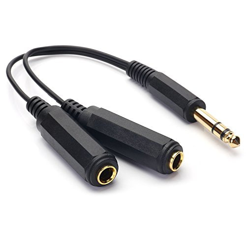 1/4 Splitter, 1/4" TRS Stereo Male to Dual 1/4" TRS Stereo Female Y Splitter Cable Quarter Inch Splitter Cord 8 Inch / 20cm