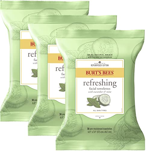 Sensitive Facial Cleansing Towelettes with Cucumber and Mint - 30 Count (Pack of 3)