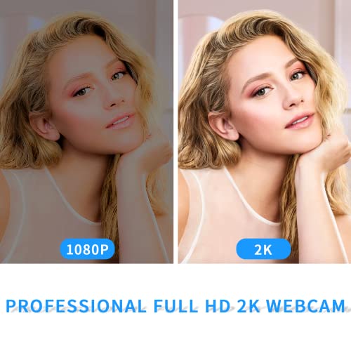 1080P Webcam with Microphone, 2K Web Camera with Tripod & Slide Cover 100 Wide Angle Computer Webcam, Autofocus Streaming Plug & Play USB Camera for Gaming