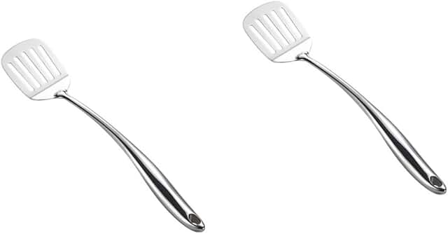 Set of two stainless steel cooking spoons