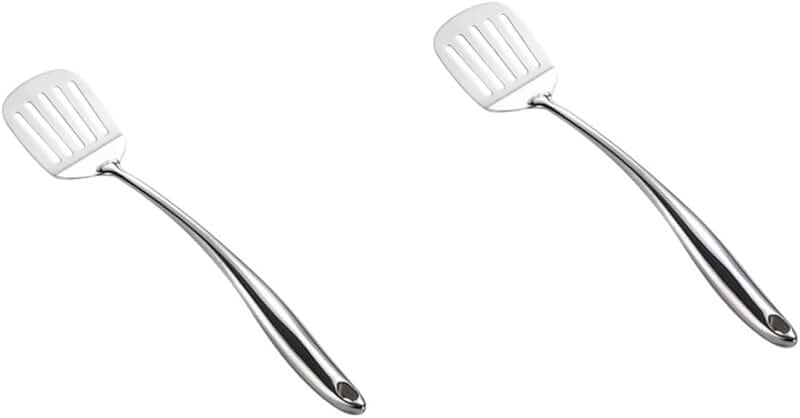 Set of two stainless steel cooking spoons