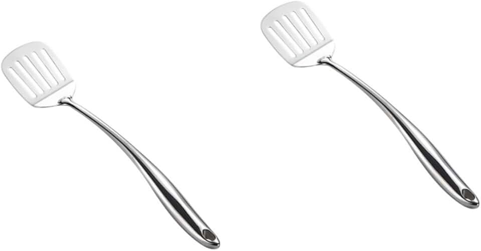 Set of two stainless steel cooking spoons