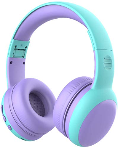 Bluetooth Kids Headphones with Microphone,Children's Wireless Headsets with 85dB Volume Limited Hearing Protection,Stereo Over-Ear Headphones for Boys and Girls (Purple)