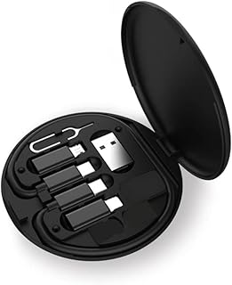 Portable Data Cable and Storage Box with SIM Tray and Phone Holder