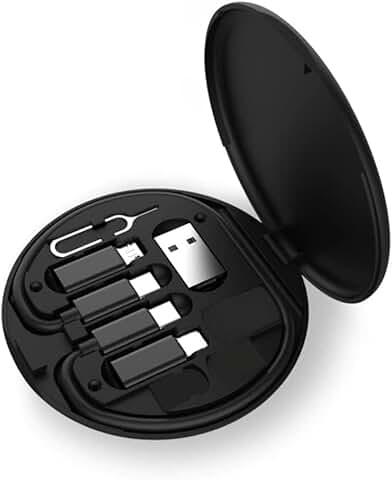 Portable Data Cable and Storage Box with SIM Tray and Phone Holder