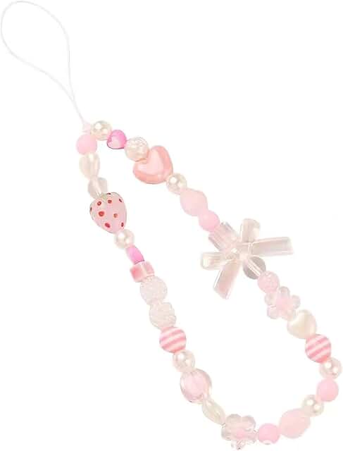 Cute Beaded Pearl Phone Charm and Lanyard
