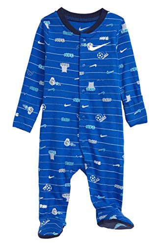 Infant Toddler Printed Footed Coverall  Game Royal 56G185-U89  White, 0-3 Months
