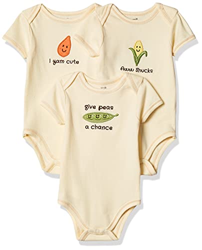 Uni  Baby  Cotton Bodysuits, Corn 3-Pack, 3-6 Months