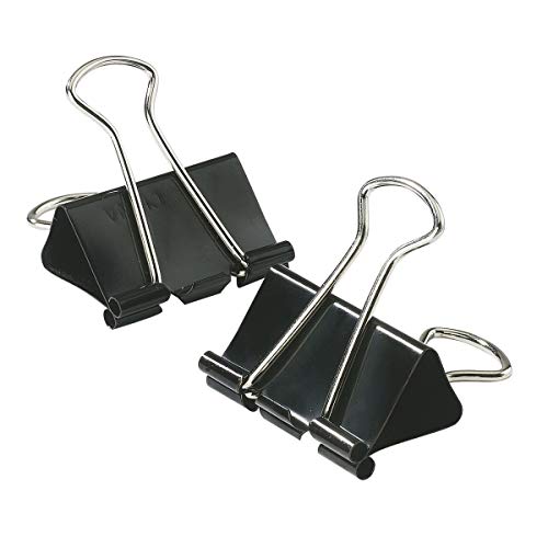 (R) Binder Clips, Black, Small, 3/4in. Wide, 3/8in. Capacity, Box Of 12