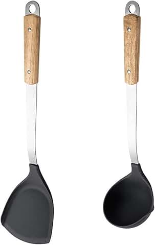 Silicone Kitchen Utensil Set with Stainless Steel Handles