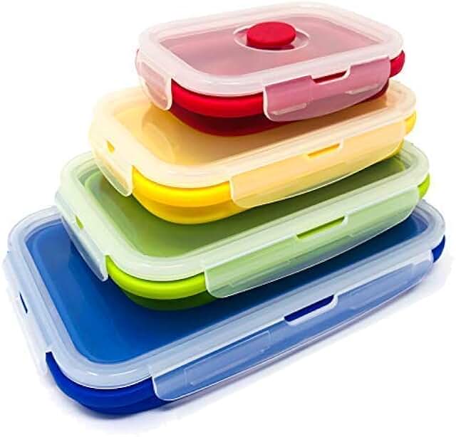Set of 4 Collapsible Silicone Food Storage Containers