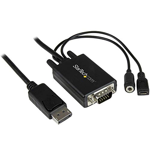 10 ft 3m DisplayPort to VGA Adapter Cable with Audio - DP to VGA Converter - 1920x1200 (DP2VGAAMM3M)