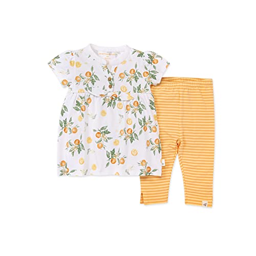 Girls' Top and Pant Set, Tunic and Leggings Bundle, 100%  Cotton, Orange Blossom, 3 Months