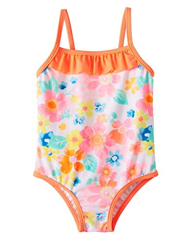 Infant Girls Flash Peach Floral One Piece Swimsuit - 0-3 Months