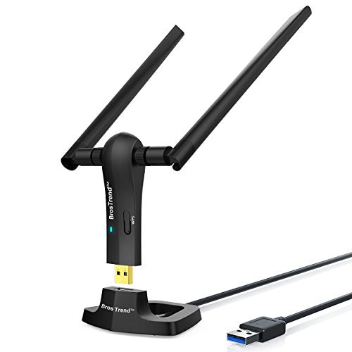 1200Mbps Long Range USB WiFi Adapter for PC Desktop Laptop of Windows 11/10/8.1/8/7, USB Wireless Adapter Dual Band 2.4GHz 300Mbps + 5GHz 867Mbps, 2X 5dBi High Gain Antennas, USB 3.0 Cradle