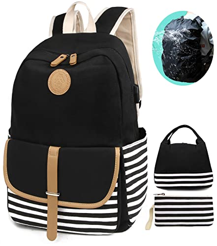 Backpacks for Women Teen Girls,Large Capacity Bookbag with USB Charger Port,Canvas Backpack-Back School Gift for Girls