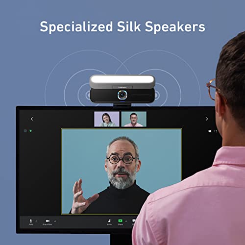 B600 Video Bar with 4-in-1 Design (2K Cam with Speaker, Mic, Light), AI Video Conference Cam, 2K Computer Cam with Mic, Noise Cancellation, 4-Mic Array, Webcam with Speaker, Built-in Light