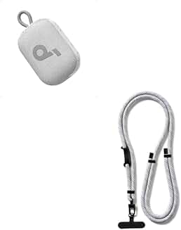 Gray lanyard for phone keys and speaker