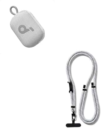 Gray lanyard for phone keys and speaker