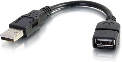 Short black USB A to A extension cable, 6 inches