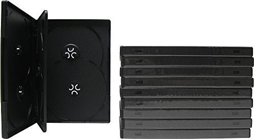 10 Slim Black Five Capacity DVD Empty Replacement Boxes with Wrap Around Sleeve #DV5R14BK (14mm) (5DVD)