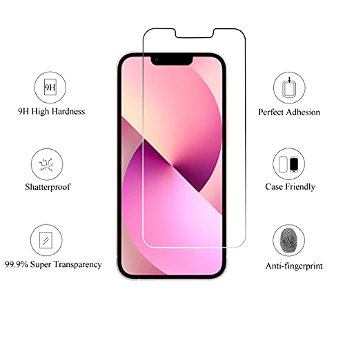 Glass Screen Protector Compatible for iPhone 14/13/13 Pro [6.1 Inch] Display 3 Pack Tempered Glass,Case Friendly