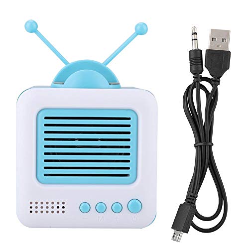 Bluetooth Speaker Phone Holder,Vintage Mini TV Shaped Phone Bracket Bluetooth Speaker Multi-Function Bracket Speaker 2 in 1,Scratch Resistant Speaker Support U Disk/TF Card Playback.(Blue)