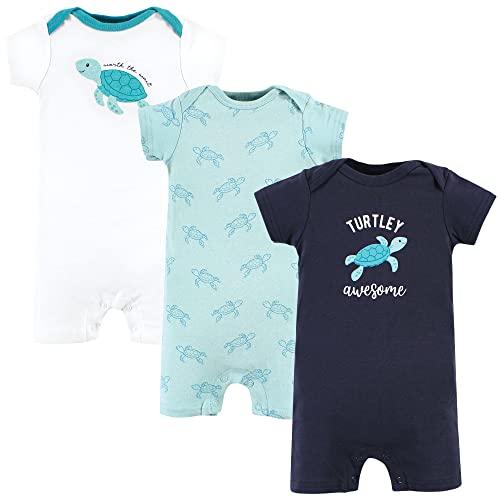 Unisex  Cotton Rompers, Sea Turtle, 0-3 Months