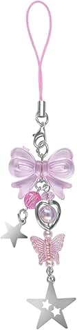 Cute Pink Strawberry Butterfly Phone Charm Set