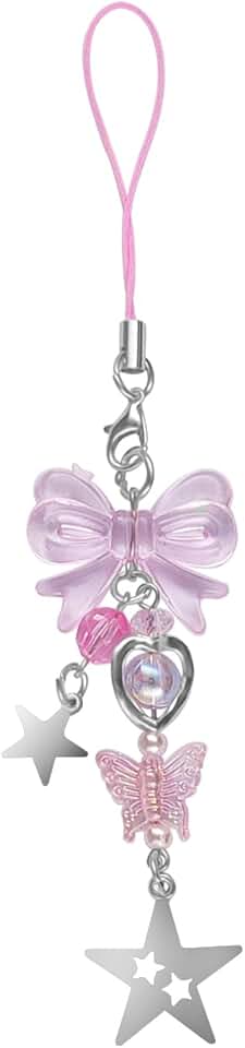 Cute Pink Strawberry Butterfly Phone Charm Set