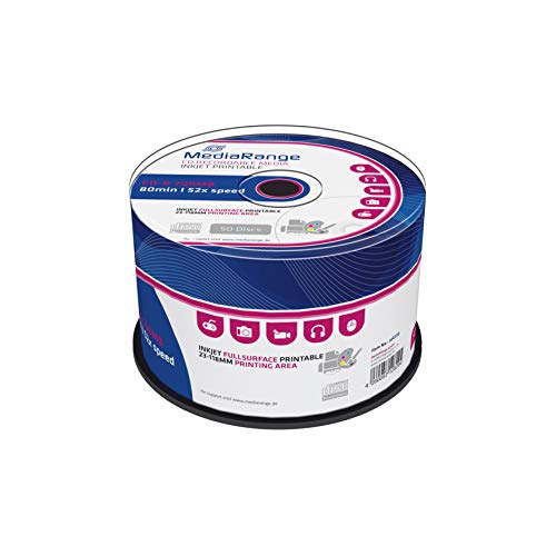 MR208 CDR80 700MB 52x (50) White Cake Box Ink Jet Printable