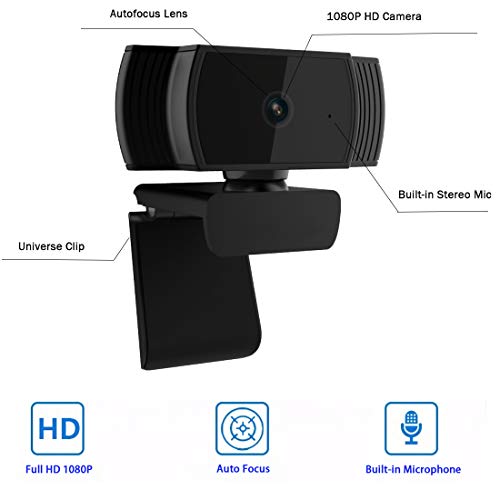 AutoFocus 1080P Computer Webcams with Dual Microphones,Webcam for Working Distance Learning Gaming Conferencing Video Live Streaming, Laptop Desktop Webcam, USB Computer Camera for Zoom YouTube Skype