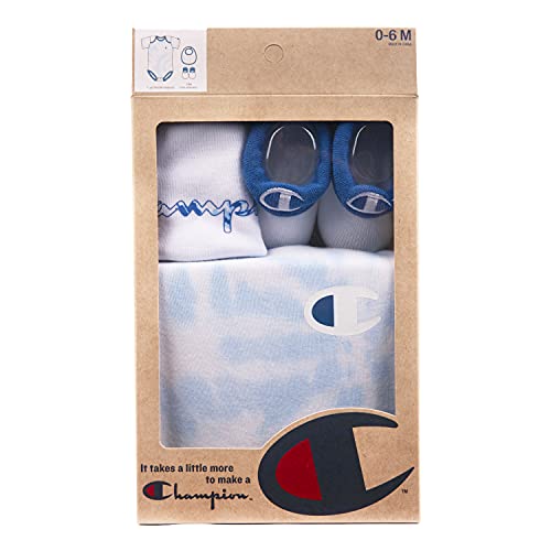 Baby TIE DYE Infant 3-Piece Box Includes a Body Suit, a Bib and Pair of Booties in Multiple Colors, Tiedye-Blue 423, 0-6