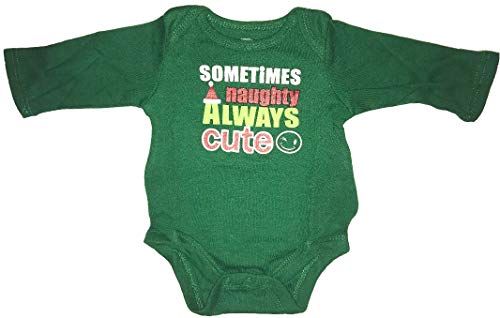 Baby Boys Girls Assorted   Bodysuits -   Tree, Santa, Grandma (Green-Sometimes  , Always Cute, 3-6 Months)