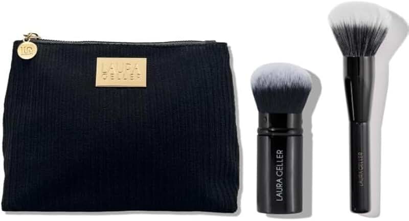 Corduroy Makeup Bag and 2-Piece Brush Set