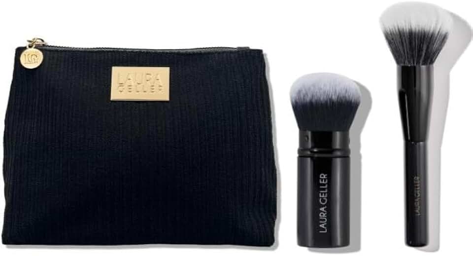 Corduroy Makeup Bag and 2-Piece Brush Set