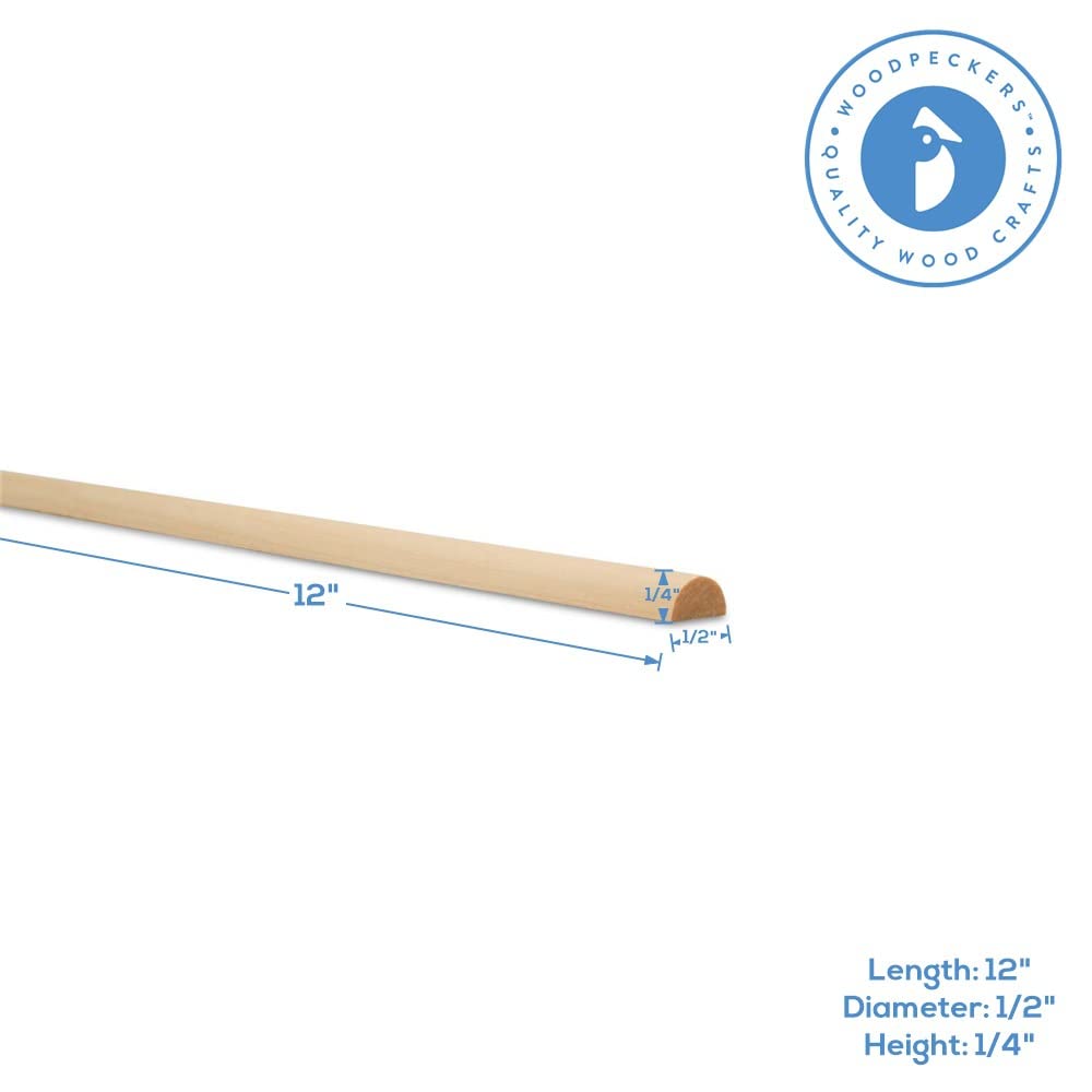 50 Unfinished 12-inch x 1/2-inch Split Wood Dowel Rods