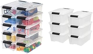 Six clear stack and pull storage boxes