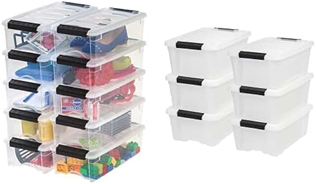 Six clear stack and pull storage boxes