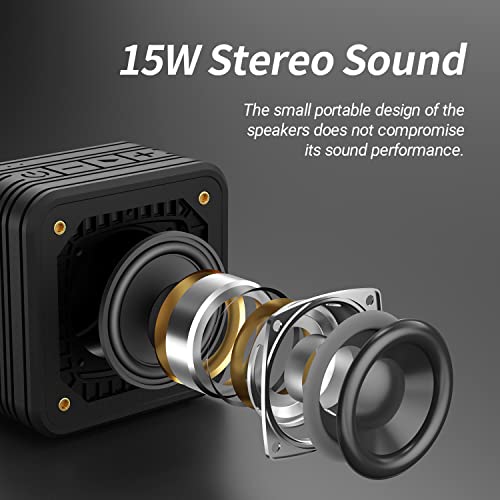 M10 Portable Bluetooth Speaker, IPX7 Waterproof, 15W Loud Sound & Subwoofer, Bluetooth 5.0 Wireless Dual Pairing, 24H Playtime, for Outdoor Sport (Black)