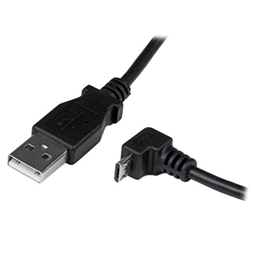 .com 2m Micro USB Cable Cord - A to Down Angle Micro B - Down Angled Micro USB Cable - 1x USB A (M), 1x USB Micro B (M) - Black (USBAUB2MD), 2m / 6 Feet