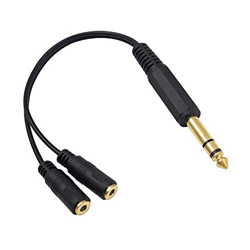 1/4 to 3.5mm Adapter, 3.5mm to 1/4 Headphone Adapter, 6.35mm 1/4 inch TRS Stereo Male to 2 Dual 3.5mm (Mini) 1/8 inch Stereo Female Y Splitter Cable 20cm/8inch (635M-235FM)