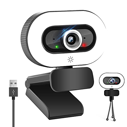 Webcam with Microphone, ASYOURZ 2K Web Camera with Ring Light Tripod, USB HD Computer Camera for Mac Laptop Video Calling Conferencing Recording