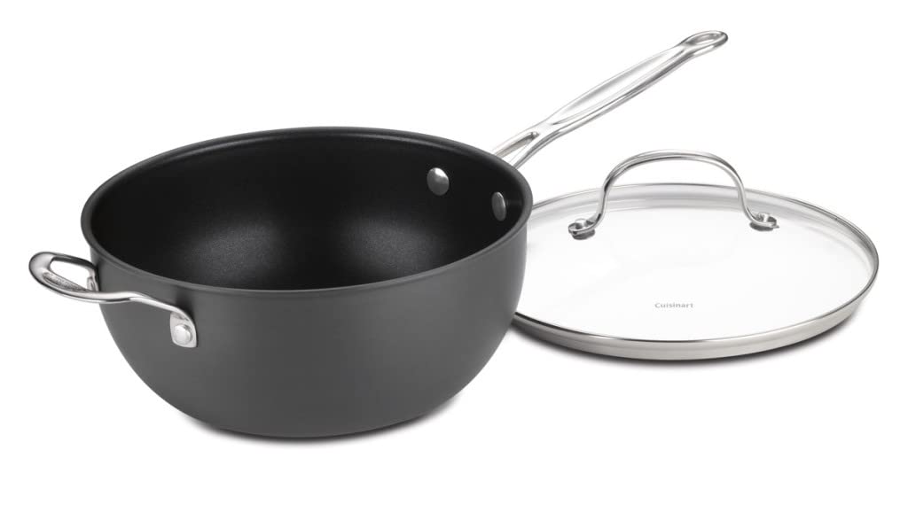 Chef's Clic Nonstick Hard-Anodized 4-Quart Chef's Pan with Helper Handle and Gl Cover